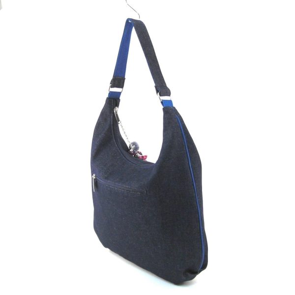 Джинсова плоска сумка з вишивкою "Голуба доріжка"
