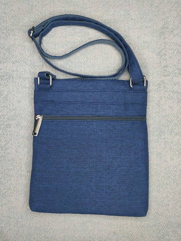23012 Міні сумка 4 кишені (синя, темно рожева, орнамент)