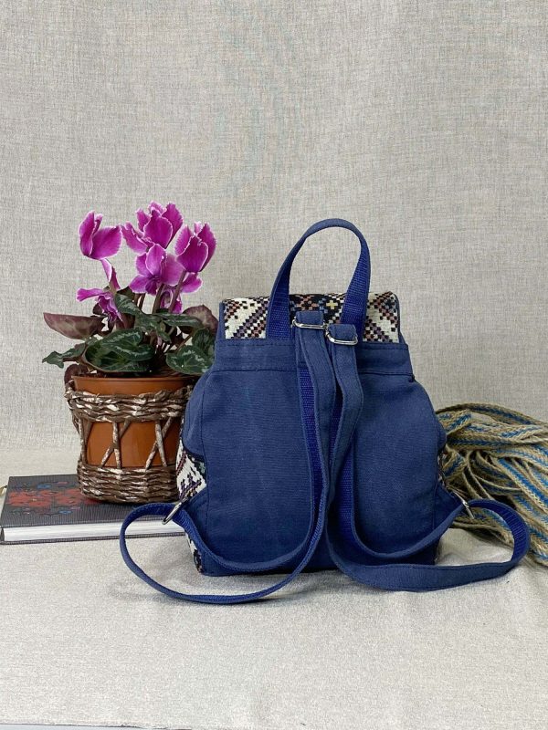 Рюкзак середній синій з декором орнамент (15036)