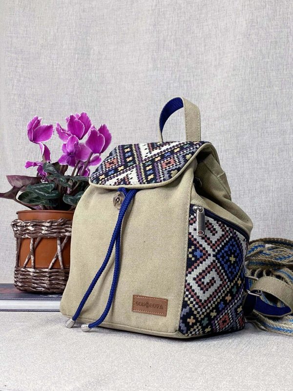 Рюкзак з орнаментом кольору пісок