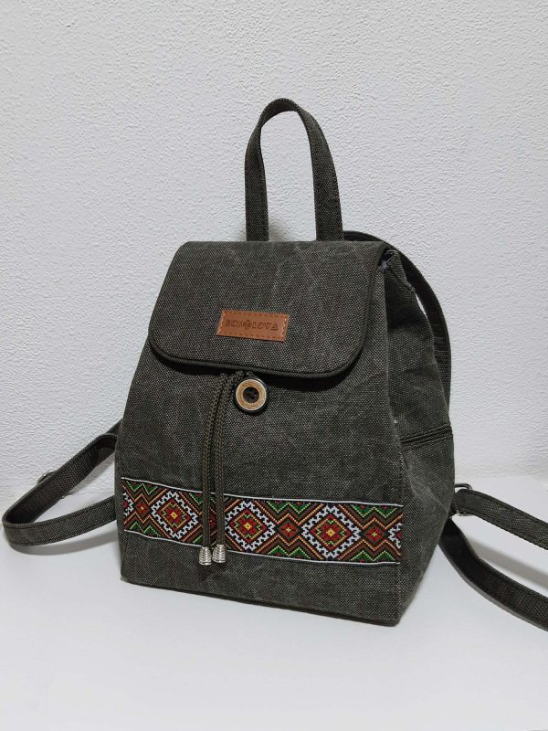 Рюкзак з орнаментом кольору хакі