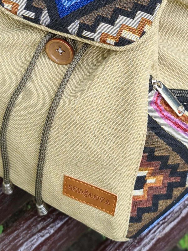 Рюкзак середній колір пісок з декором "Ромб" (15044)