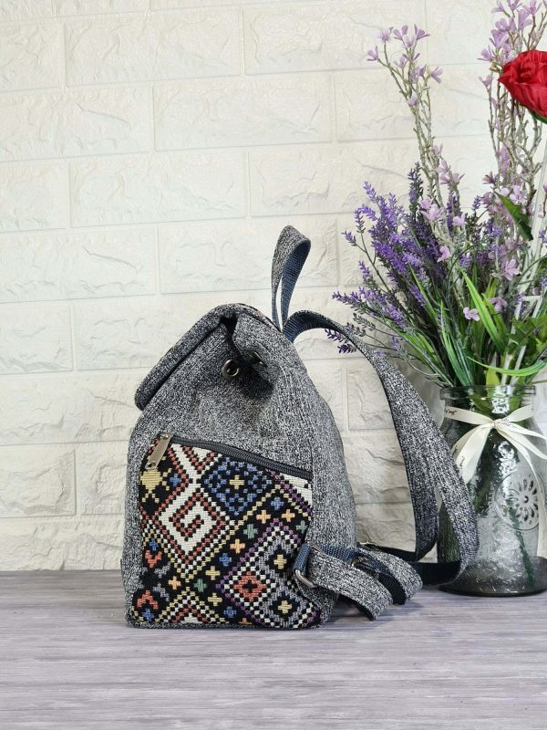 Рюкзак з орнаментом сірий меланж
