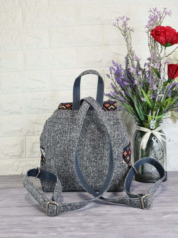 Рюкзак з орнаментом сірий меланж