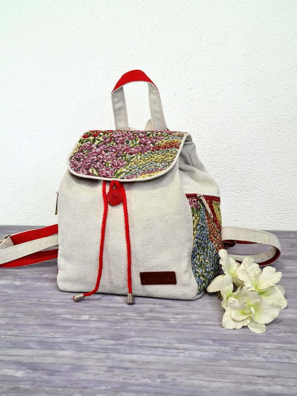 Рюкзак текстильний з декором "Тюльпани"