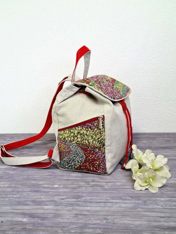 Рюкзак текстильний з декором "Тюльпани"