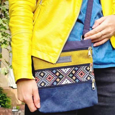 Міні сумка 4 кишені (блакитний та жовтий)