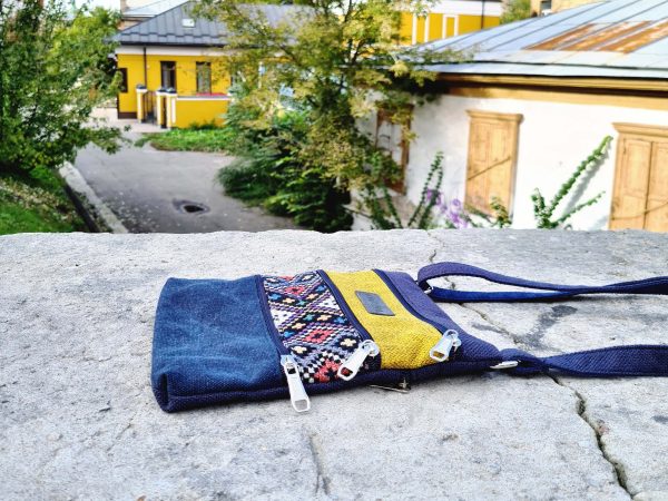 Міні сумка 4 кишені (блакитний та жовтий)