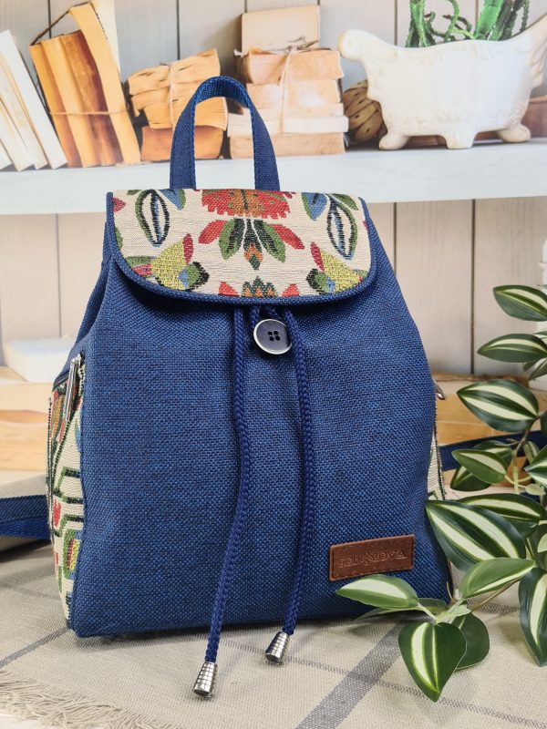 Рюкзак синій малий з квіткою