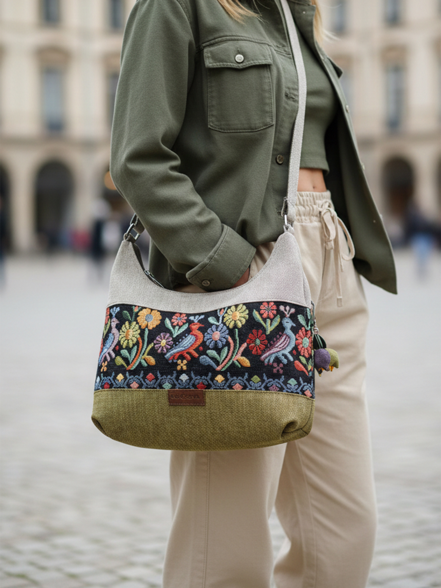 Сумка в природних відтінках в етностилі (19046) Сумка в природних відтінках в етностилі (19046)