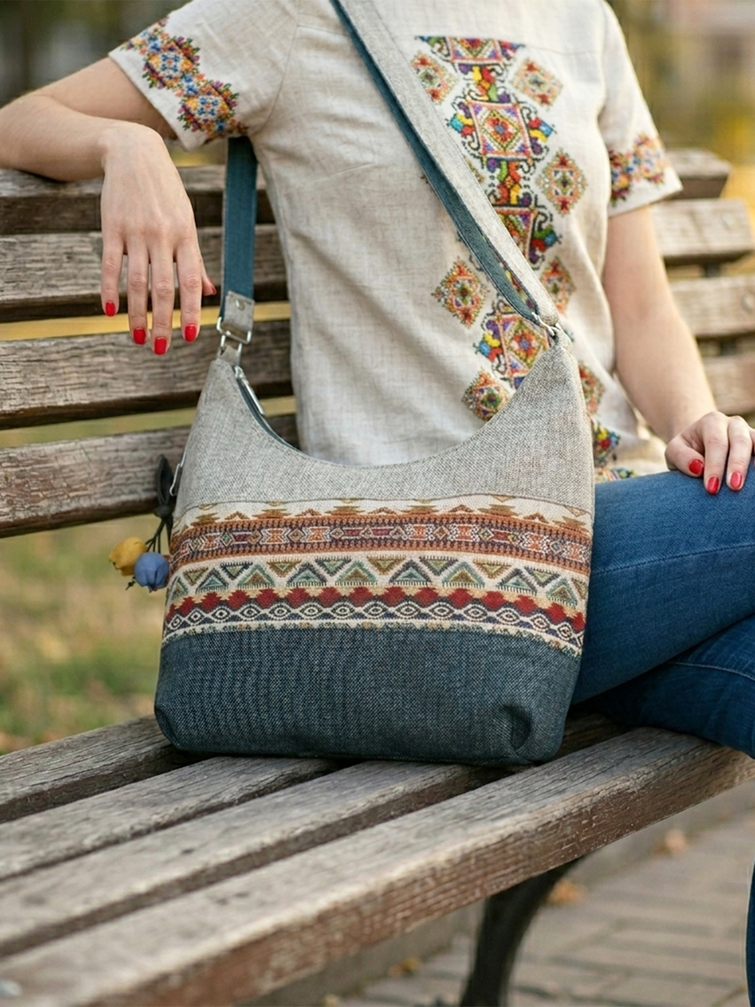 Міська сумка «Либідь» в етно-стилі (19048)