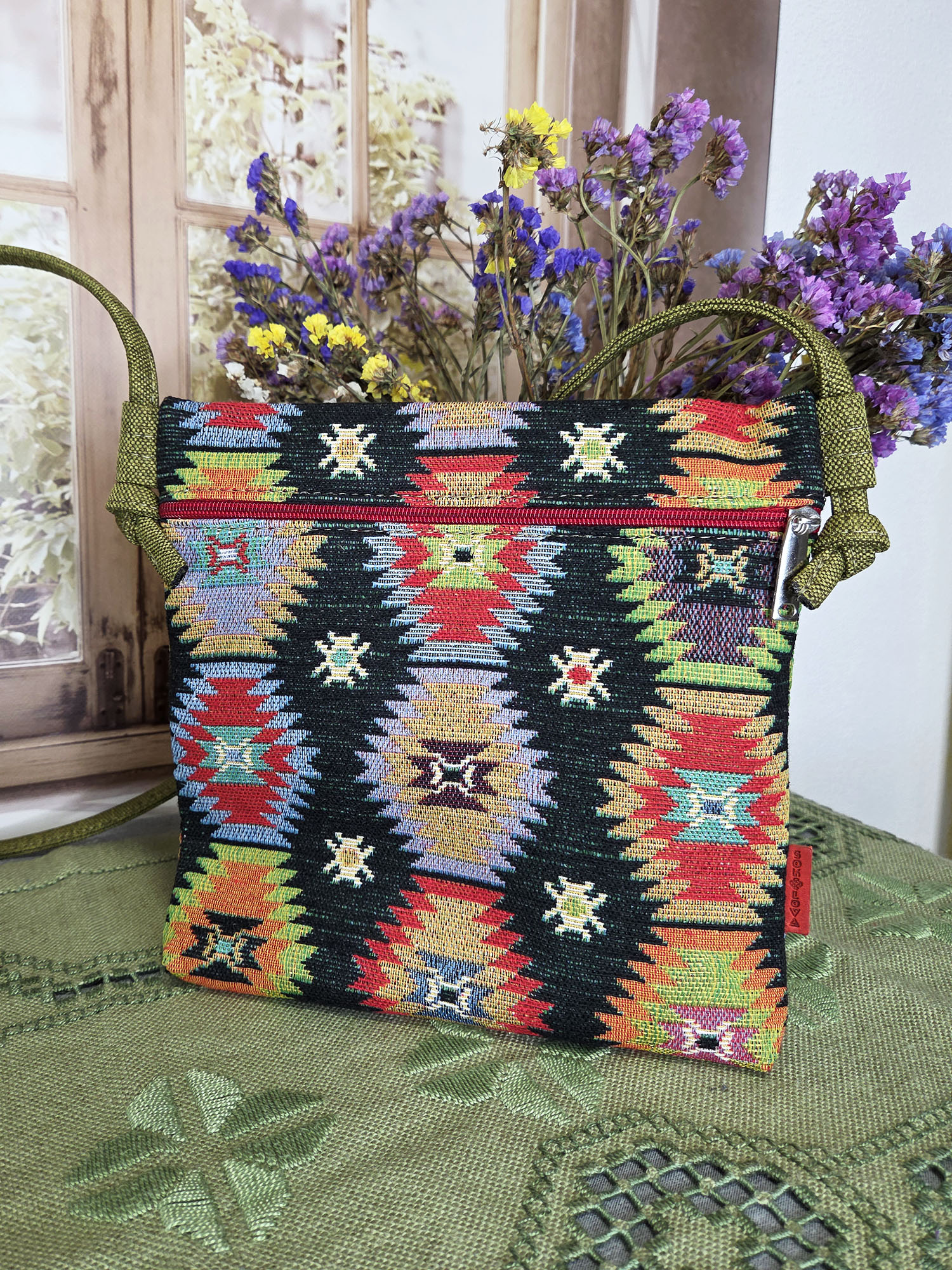 Сумка в стилі етно-бохо в кольорах хакі (31010)