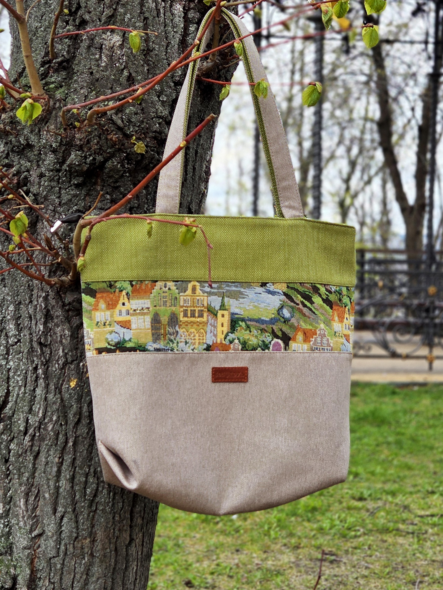 Сумка-шопер у природних кольорах (24079)